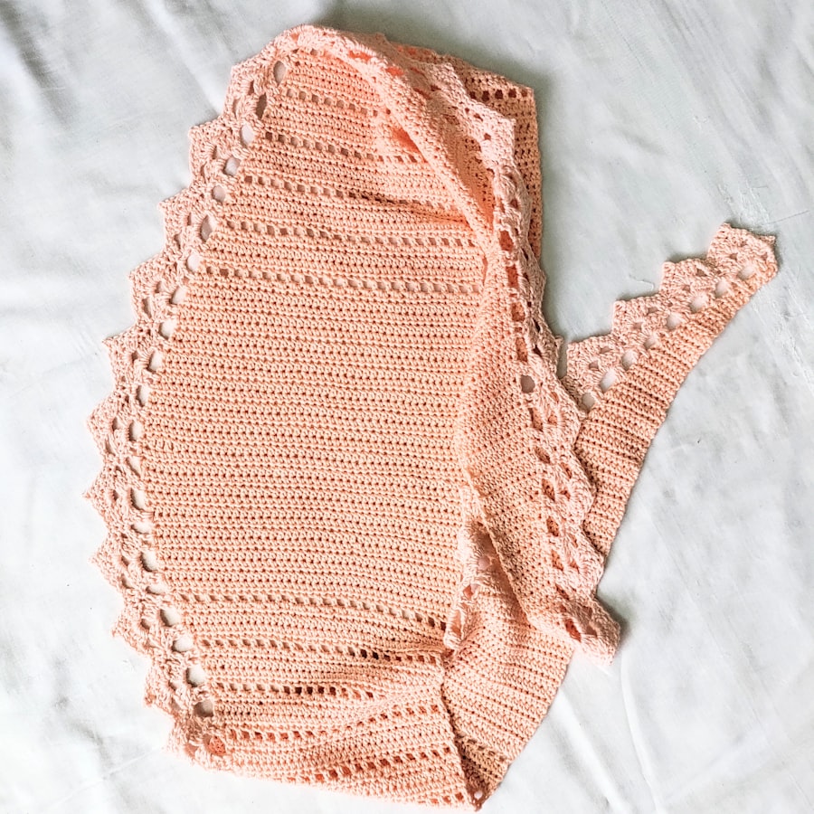 Lace-edged crochet shrug
